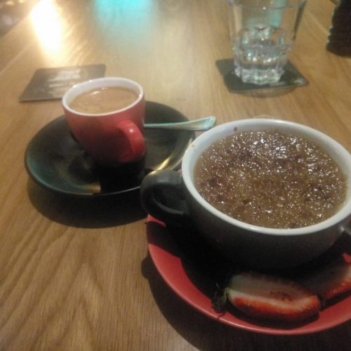 Creme Brullee aus Irish Coffee und ein doppelter Espresso